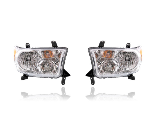 Headlight Assembly - Compatible/Replacement for '09-13 Toyota Tundra - Halogen With Level Control - Pair, Left Driver + Right Passenger Set - 811100C070, 811500C070 - CAPA