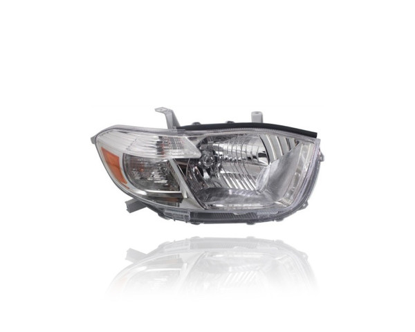 Headlight Assembly - Compatible/Replacement for '08-10 Toyota Highlander Base/SE/Limited (USA Built) - White Chrome Bezel - Right Hand - Passenger - 811100E090