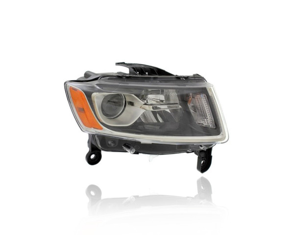 Headlight Assembly - Compatible/Replacement for '14-16 Jeep Grand Cherokee - Standard Halogen, Chrome - Right Hand - Passenger - 68110996AF
