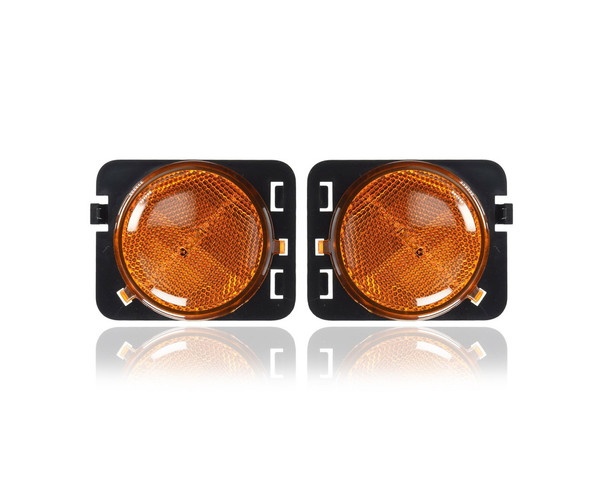 Side Marker Light Assembly - Compatible/Replacement for '07-18 Jeep Wrangler - Pair, Left Driver + Right Passenger Set - 55078144AA, 55078145AA