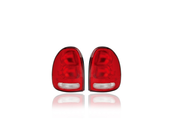 Tail Light - Compatible/Replacement for '96-00 Dodge Caravan Voyager Town & Country, 98-03 Durango - Pair, Left Driver + Right Passenger Set - 2AME76244A, 4576245