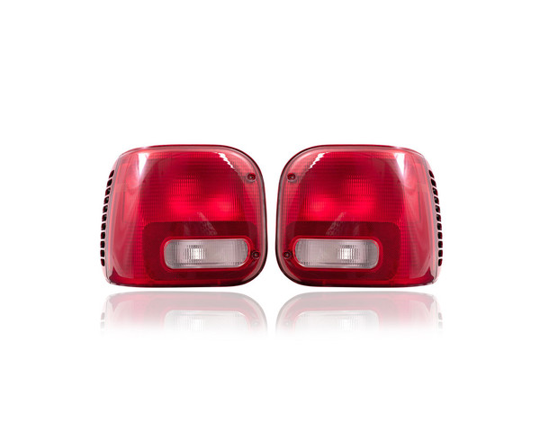 Tail Light - Compatible/Replacement for '94-03 Dodge Van - Pair, Left Driver + Right Passenger Set - 55055074, 55055075