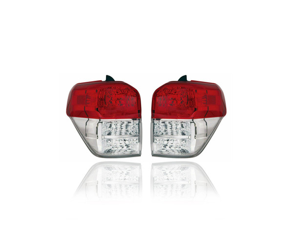 Tail Light - Compatible/Replacement for '10-13 Toyota 4Runner SR5/Limited - With Chrome Lower Bezel - Pair, Left Driver + Right Passenger Set - 8155135360, 8156135360