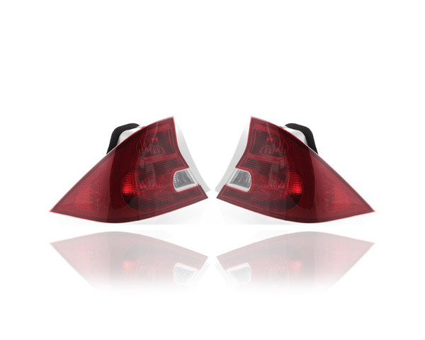 Tail Light Assembly - Compatible/Replacement for '01-03 Honda Civic Coupe - Pair, Left Driver + Right Passenger Set - 33501S5PA01, 33551S5PA01