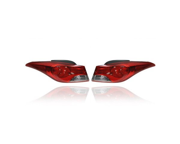 Tail Light Assembly - Compatible/Replacement for '14-16 Hyundai Elantra Sedan SE/Value (USA Built) - Outer On Body Halogen - Pair, Left Driver + Right Passenger Set - 924023Y500, 924013Y500 - CAPA