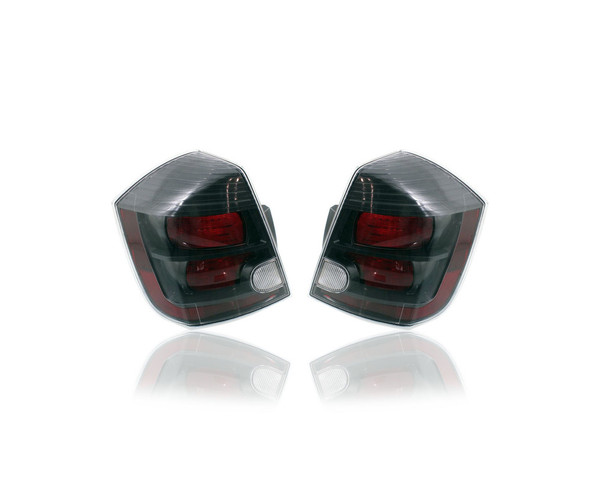 Tail Light Assembly - Compatible/Replacement for '10-12 Nissan Sentra SR/SE R/Spec V - Smoked Black Red Interior - Pair, Left Driver + Right Passenger Set - 26550ZT50B, 26555ZT50B - CAPA