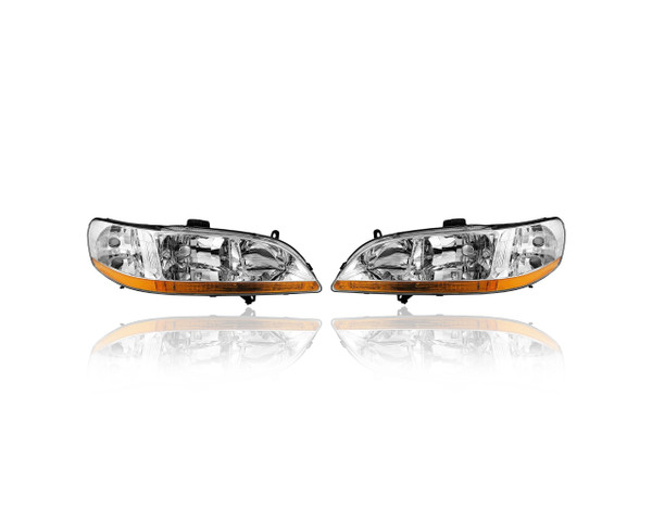 Headlight For 01-02 Honda Accord Sedan/Coupe - Pair Both Left Right Set - 33101S84A02, 33151S84A02