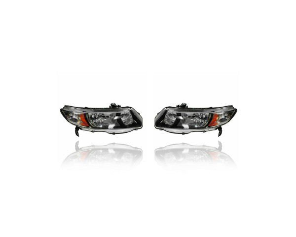 Headlight For 33101SVAA51; 33151SVAA51 09-11 Honda Civic Coupe - Pair, Left Driver + Right Passenger Set, NSF Certified