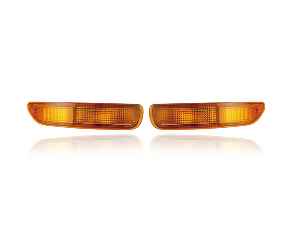 Turn Signal Light Assembly - Compatible/Replacement for '93-97 Toyota Corolla - On Front Bumper - Pair, Left Driver + Right Passenger Set - 8151012720, 8152012700