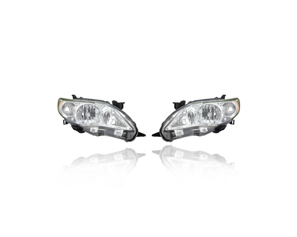 Headlight For 8113012F10, 8117012F10 11-13 Toyota Corolla (Japan-Build Only) - With Chrome, Pair Left Driver + Right Passenger Set, NSF