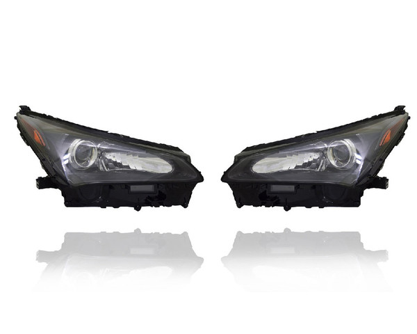 Headlight For 15-17 Lexus NX300h, 15-17 NX200t/300 - Without F-Sport Lamp, Standard-Type Single Beam - Pair, Left Driver + Right Passenger Set - 8114078030, 8107078030