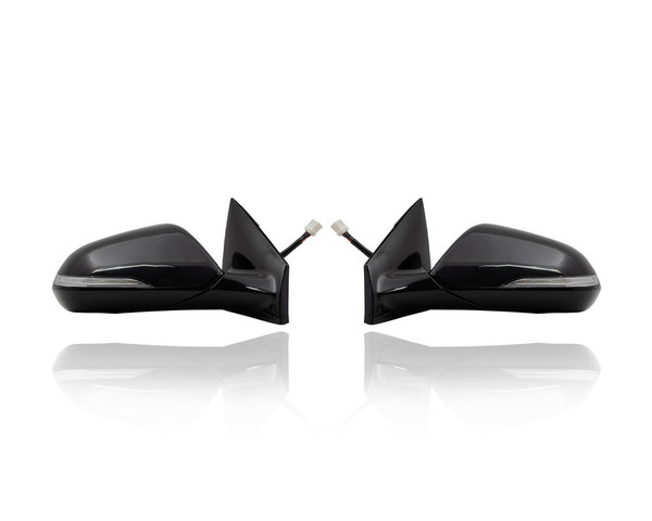 Door Mirror - Compatible/Replacement for '15-17 Hyundai Sonata Limited/2.0T - With Signal Lamp & Blind Spot & Memory, Glossy Black - Pair, Left Driver + Right Passenger Set - 87620C2070, 87610C2070