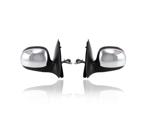 Door Mirror - Compatible/Replacement for '97-03 Ford F-150, 98-98 F-250 LD - Powered, Non-Heated, Without Signal Lamp, Chrome - Pair, Left Driver + Right Passenger Set - F85Z17682FAA, F85Z17683FAB
