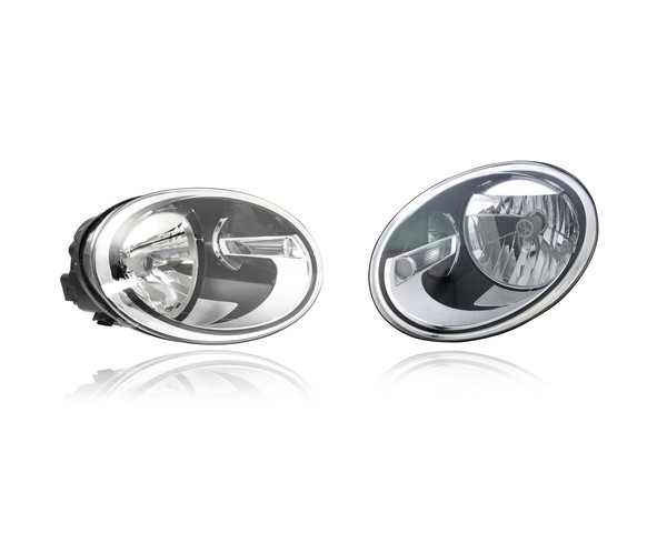 Headlight Assembly For 12-19 VW Volkswagen Beetle-Coupe, 13-19 Convertible - Halogen - CAPA - Pair, Left Driver + Right Passenger Set - 5C1941006, 5C1941005
