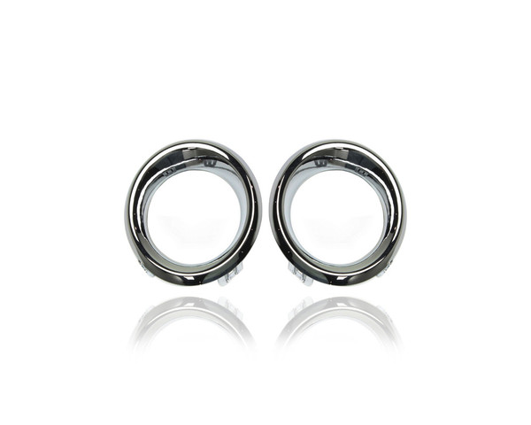 Fog Light Cover - Compatible/Replacement for '14-16 Mazda Mazda3 Sedan/Hatchback I/S/Touring/Grand Touring (Japan-Built) - With Fog Lamp Hole, Chrome - Pair, Set - BJE150C12, BJE150C22