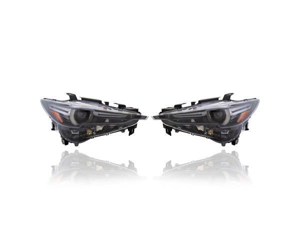 Headlight - Compatible/Replacement for '17-20 Mazda CX-5 Grand Touring/Signature - LED With Directional Beam - Pair, Left Driver + Right Passenger Set - KL2L51031C, KL2L51041C - CAPA