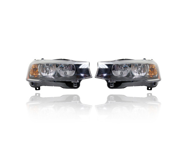 Headlight Assembly - Compatible/Replacement for '15-17 BMW X3, 15-18 X4 - Halogen - Pair, Left Driver + Right Passenger Set - 63117334074, 63117334073