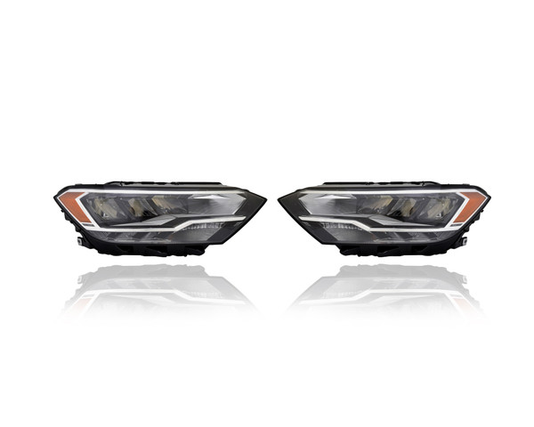 Headlight Assembly - Compatible/Replacement for '19-21 VW Volkswagen Jetta Sedan (Exclude SEL) - LED - Pair, Left Driver + Right Passenger Set - 17A941036E, 17A941035E