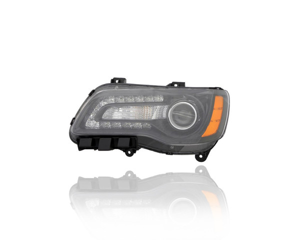 Headlight Assembly - Compatible/Replacement for '12-14 Chrysler 300 - Halogen, Black Bezel - Left Hand - Driver - 68085417AF