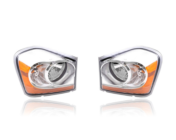 Headlight Assembly - Compatible/Replacement for '04-05 Dodge Durango - Pair, Left Driver + Right Passenger Set - 55077720AD, 55077721AD - CAPA