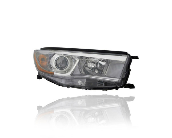 Headlight Assembly - Compatible/Replacement for '14-16 Toyota Highlander/Hybrid-Limited, 15-16 LE/LE Plus/XLE - Smoked Chrome Interior - Right Hand - Passenger - 811100E250 - CAPA