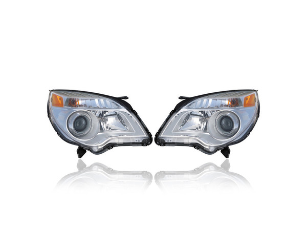 Headlight Assembly - Compatible/Replacement for '10-15 Chevrolet Equinox LTZ - Pair, Left Driver + Right Passenger Set - 23308256, 23383340