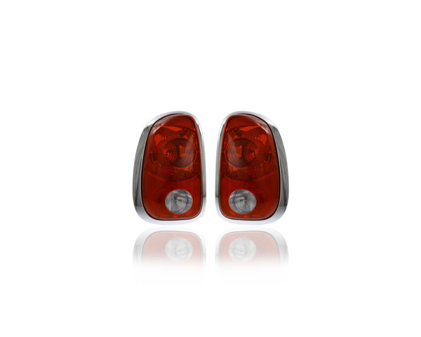 Tail Light - Compatible/Replacement for '11-16 Mini Cooper Countryman With Chrome-Trim - Pair, Left Driver + Right Passenger Set - 63219808152, 63219808151