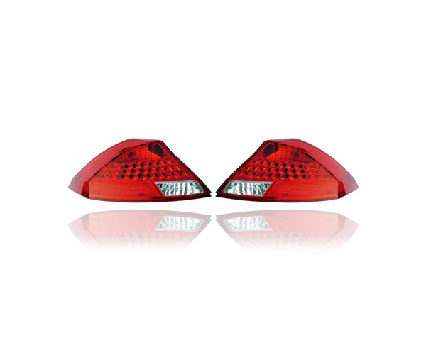 Tail Light - Compatible/Replacement for '06-07 Honda Accord Coupe - Black Rim - Pair, Left Driver + Right Passenger Set - 33501SDNA11, 33551SDNA11
