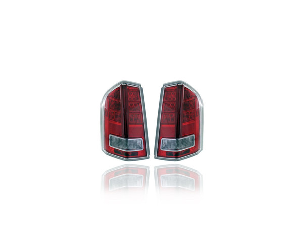 Tail Light Assembly - Compatible/Replacement for '13-14 Chrysler 300 Sedan (Exclude John Varvatos) - Red Trim - Pair, Left Driver + Right Passenger Set - 68154602AC, 68154603AC - CAPA