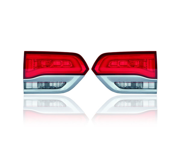 Tail Light Assembly - Compatible/Replacement for '14-21 Jeep Grand Cherokee Laredo/Limited-Only - Inner Chrome Trim - Pair, Left Driver + Right Passenger Set - 68110046AH, 68110047AH - CAPA