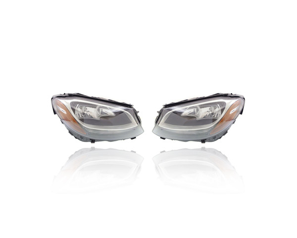 Headlight Assembly For MB2503220; MB2502220 15-20 Mercedes-Benz C-Class-Sedan, 17-20 Coupe - Pair Left and Right, Halogen, NSF