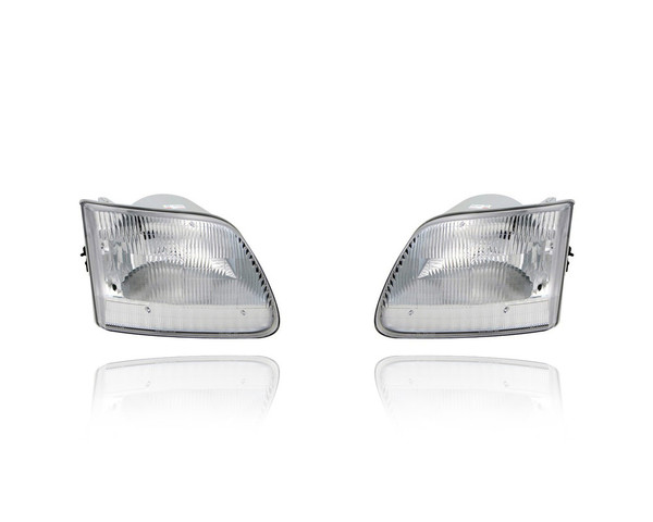 Headlight Assembly For 96-04 Ford Pickup, 97-02 Expedition - Without Brackets - CAPA - Pair, Left Driver + Right Passenger Set - 3L3Z13008CA, 3L3Z13008DA