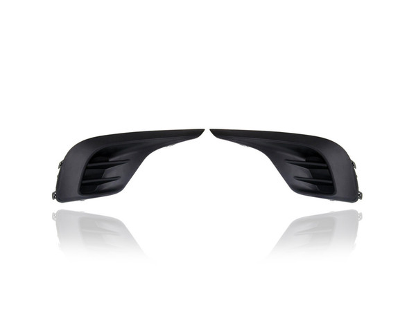 Fog Light Cover - Compatible/Replacement for '11-13 Toyota Highlander Base - Without Hole, Textured Black - Pair, Left Driver + Right Passenger Set - 814810E070, 814820E090