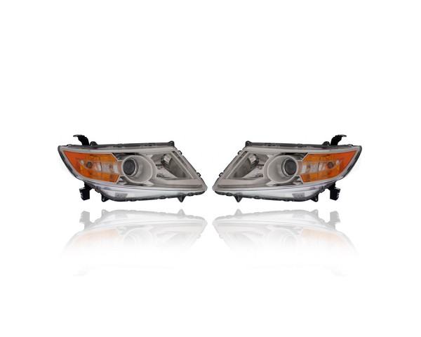 Headlight - Compatible/Replacement for '11-13 Honda Odyssey - HID Without Ballast & Bulb - Pair, Left Driver + Right Passenger Set - 33101TK8A11, 33151TK8A11