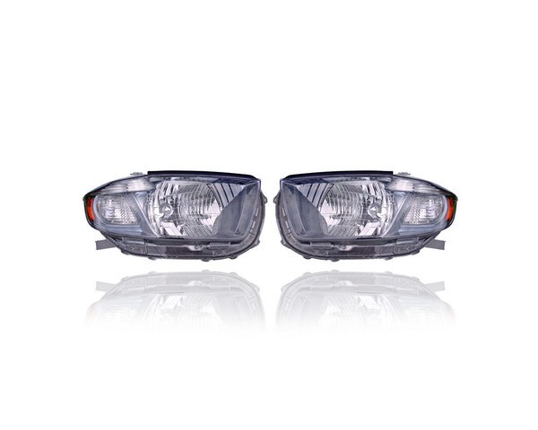 Headlight - Compatible/Replacement for '08-10 Toyota Highlander Sport (Japan Built) - Halogen, Smoked Chrome Interior Bezel - Pair, Left Driver + Right Passenger Set - 8113048480, 8117048470