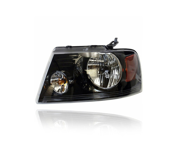 Headlight - Compatible/Replacement for '06-08 Ford F-150 Lariat/Harley Davidson - Black - Left Hand - Driver - 7L3Z13008HA - CAPA