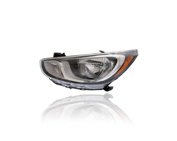 Headlight - Compatible/Replacement for '12-14 Hyundai Accent Sedan/Hatchback GLS/GS, 12-13 Hatchback SE - Reflector Halogen Without LED Daytime Running Light - Left Hand - Driver - 921011R010