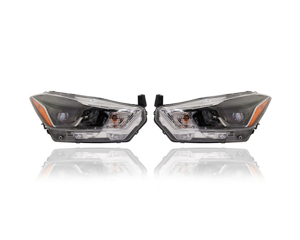 Headlight - Compatible/Replacement for '18-19 Nissan Kick SR - Halogen - Pair, Left Driver + Right Passenger Set - 260105RL4A, 260605RL4A