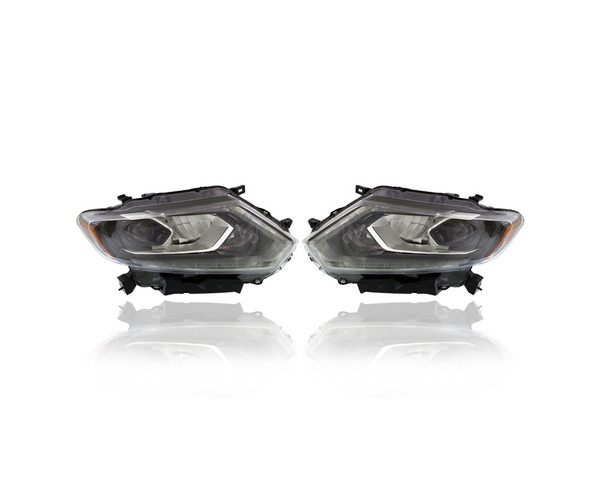 Headlight - Compatible/Replacement for '14-16 Nissan Rogue SL - LED Without Adaptive Light System - Pair, Left Driver + Right Passenger Set - 260104BA5A, 260604BA5A - CAPA
