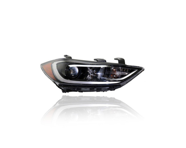 Headlight - Compatible/Replacement for '17-18 Hyundai Elantra Sedan Value/Eco/Limited (USA Built) - Halogen With LED Daytime Running Light - Right Hand - Passenger - 92102F3010 - CAPA