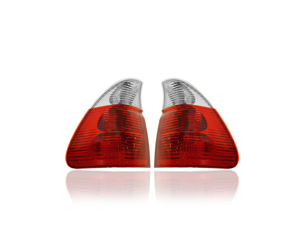 Tail Light - Compatible/Replacement for '04-06 BMW X5 - Clear, On Body - Pair, Left Driver + Right Passenger Set - 63217164474, 63217164473