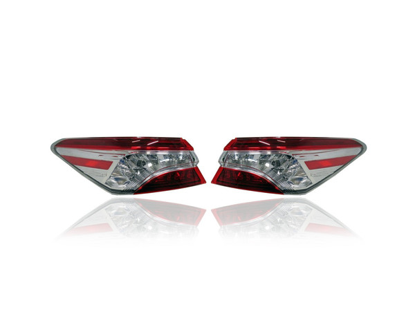 Tail Light - Compatible/Replacement for '18-20 Toyota Camry/Hybrid XLE (North American Built) - Outer On Body Quarter Panel, LED - Pair, Left Driver + Right Passenger Set - 8155006730, 8156006730