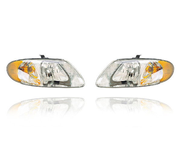 Headlight Assembly For 01-07 Dodge Caravan Chrysler Town & Country (Exclude 05-07 Town & Country With 119'' Wheelbase) - Pair, Left Driver + Right Passenger Set 4857700AC, 4857701AC