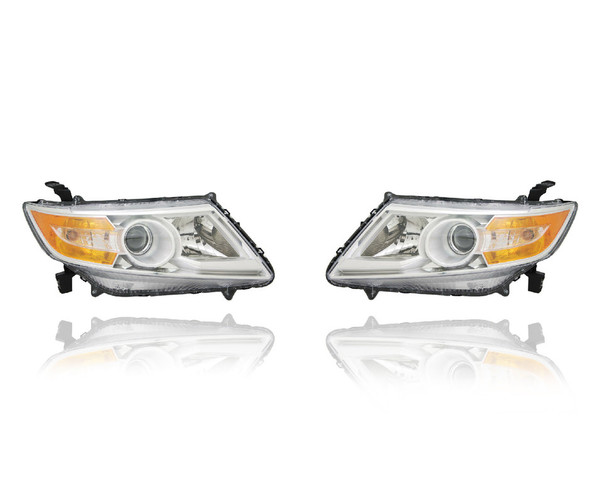 Headlight Assembly For 11-13 Honda Odyssey - Halogen - Pair, Left Driver + Right Passenger Set - CAPA - 33100TK8A01, 33150TK8A01
