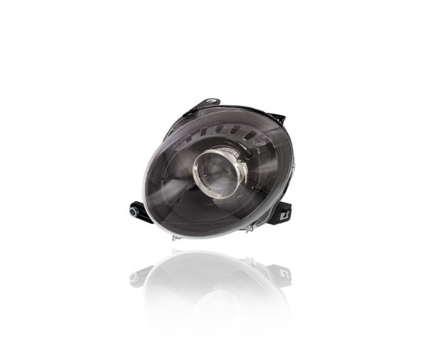 Headlight Assembly - Compatible/Replacement for '12-18 Fiat 500 Hatchback/Convertible - Projector With Black Trim, Without Logo, Halogen - Left Hand - Driver - 68172231AC