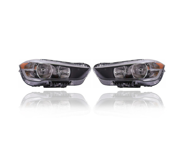 Headlight Assembly - Compatible/Replacement for '16-21 BMW X1 - Halogen - Pair, Left Driver + Right Passenger Set - 63117346538, 63117346537