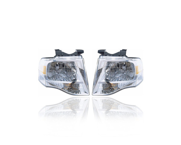 Headlight Assembly - Compatible/Replacement for '07-14 Ford Expedition - Without Black Out - Pair, Left Driver + Right Passenger Set - 7L1Z13008AB, 7L1Z13008BB