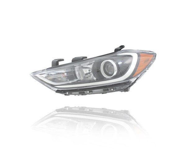 Headlight Assembly For 17-18 Hyundai Elantra-Sedan-Value/Eco - Halogen With LED Daytime Running Light (Exclude LED/SE/SEL/Limited/Sport) - Left Hand / Driver - 92101F3010