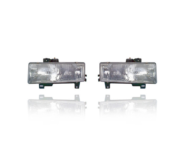 Headlight Assembly - Compatible/Replacement for '96-02 Chevrolet Express/GMC Savana - Composition, Halogen - Pair, Left Driver + Right Passenger Set - 16522160, 16522159