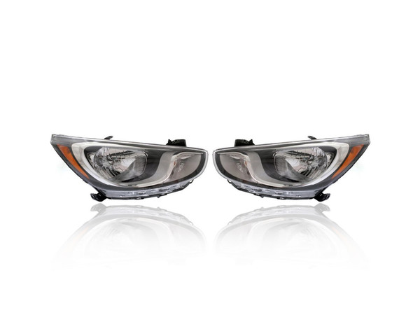 Headlight Assembly - Compatible/Replacement for '12-14 Hyundai Accent Sedan/Hatchback GLS/GS, 12-13 Accent Hatchback SE - Halogen Without LED Daytime Running - Pair Set - CAPA - 921021R010, 921011R010